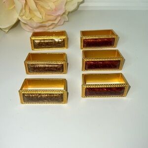 Mike & Ally Set of 6 Square Goldtone Napkin Holders